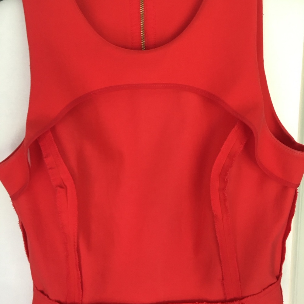 Banana Republic Dress Sz 6 Red Fit & Flare Sleeveless Below Knee Zipper Y2K - Picture 7 of 9